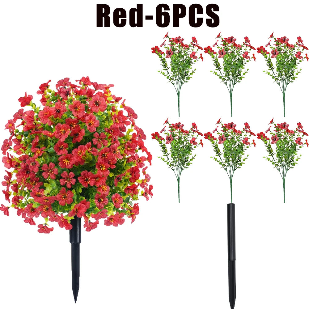 UV Resistant Artificial Orchid Flowers – Indoor & Outdoor Decor Artificial Flowers Babs Red-6PCS