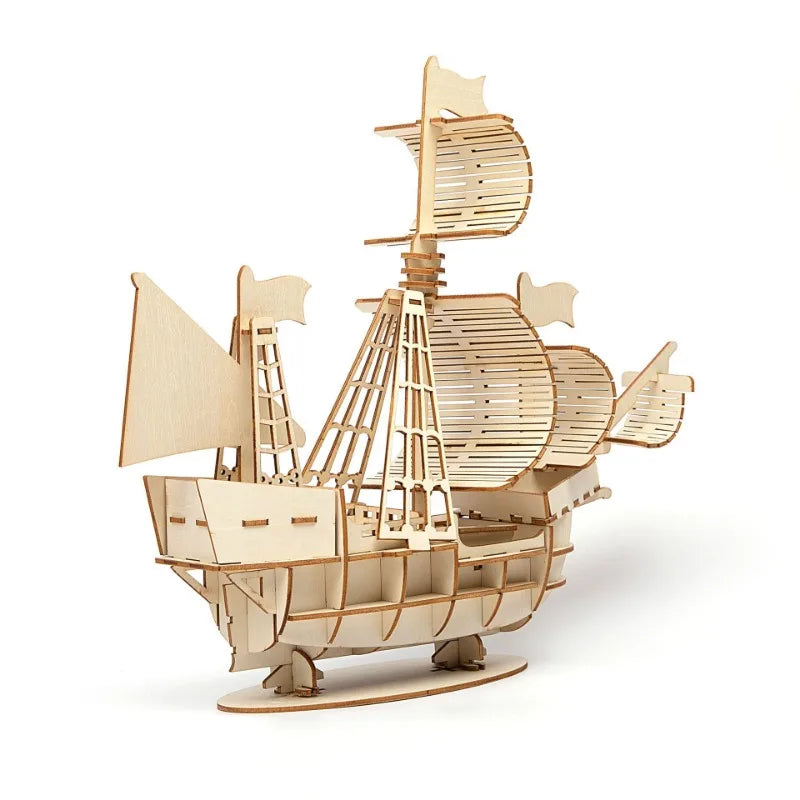 3D Sailboat Wooden Puzzle Model – DIY Assembly Craft Kit 3D Wooden Puzzle Babs