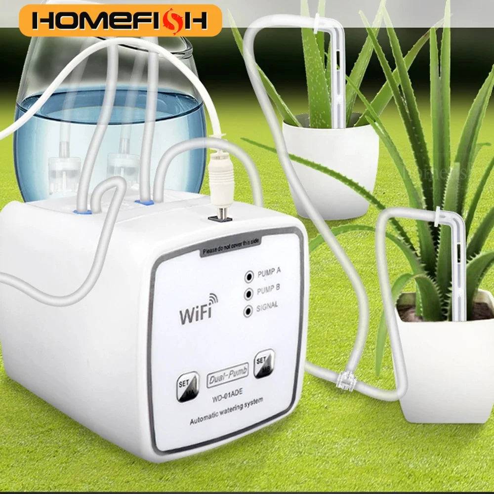 WiFi Smart Drip Irrigation System – Dual Pump, App Control, 20 Pots Drip Irrigation Kit Babs