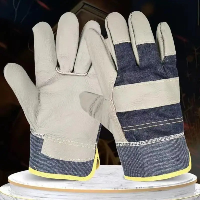 Cowhide Denim Welder Gloves – Double-Thick Work Protection Work Safety Gloves Babs