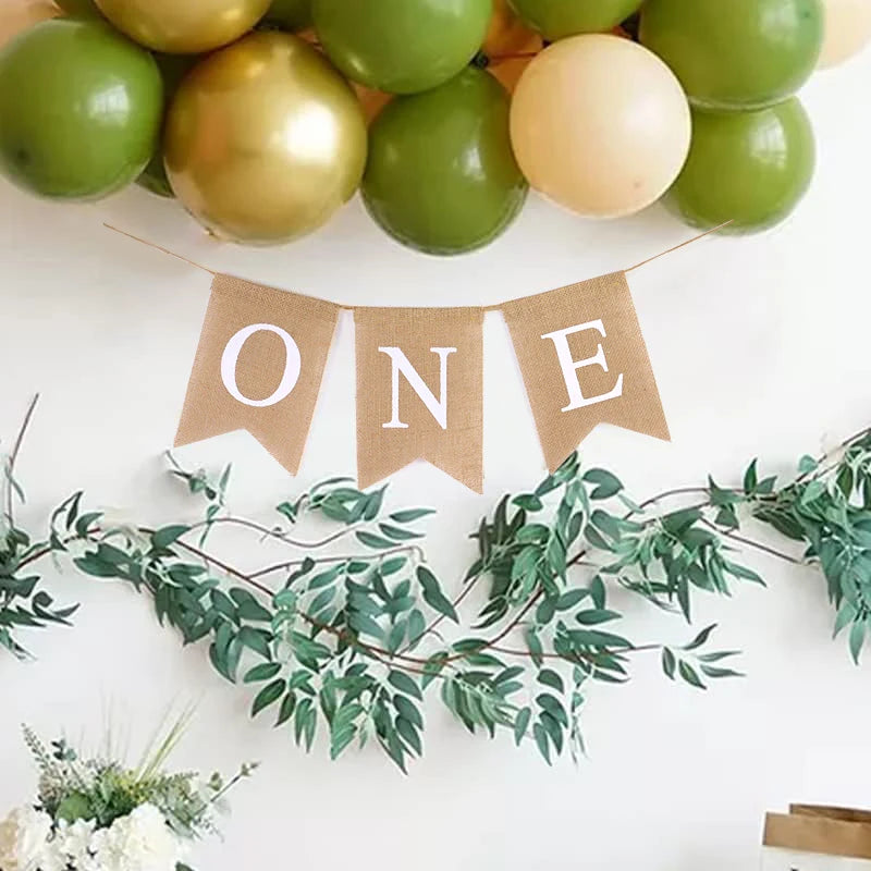 Burlap ONE Garland – First Birthday Banner & Photo Prop Birthday Party Banner Babs