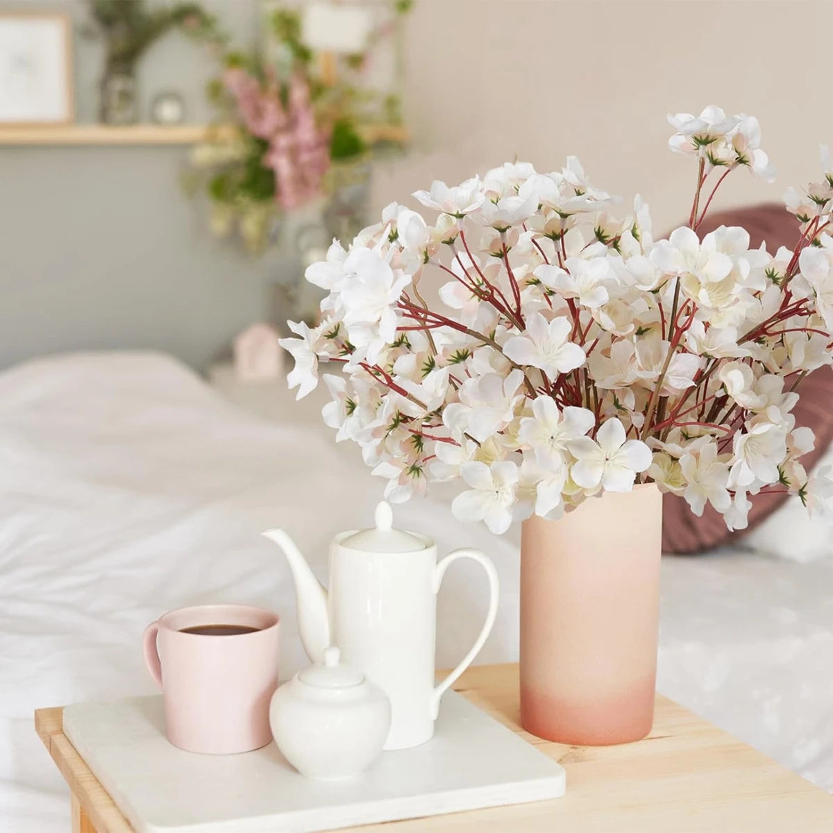 Silk Peach Blossom Artificial Flowers – Wedding & Home Décor Artificial Silk Flowers Babs