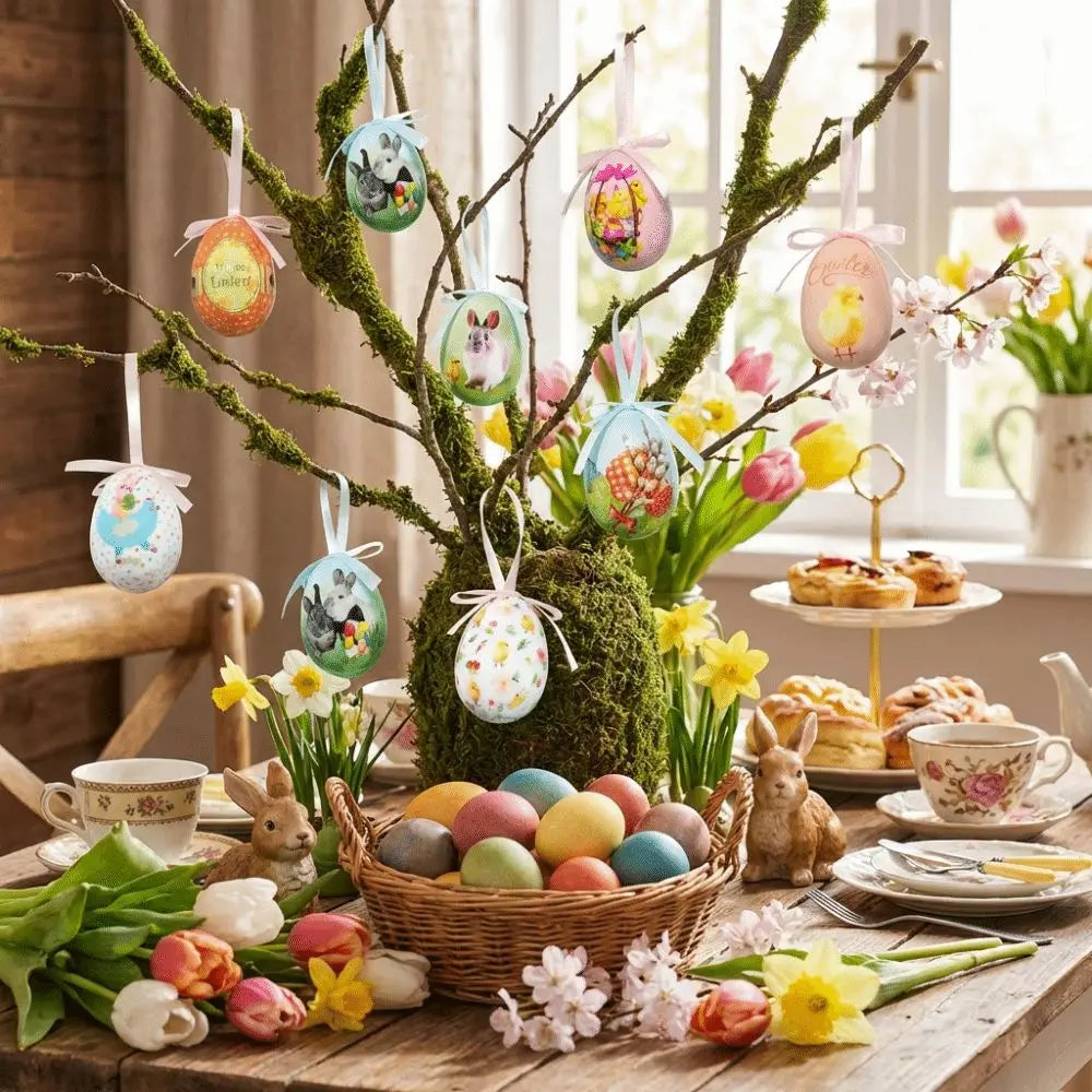 Painted Foam Easter Eggs DIY Pendants – Colorful Set of 3 Easter Egg Ornaments Babs