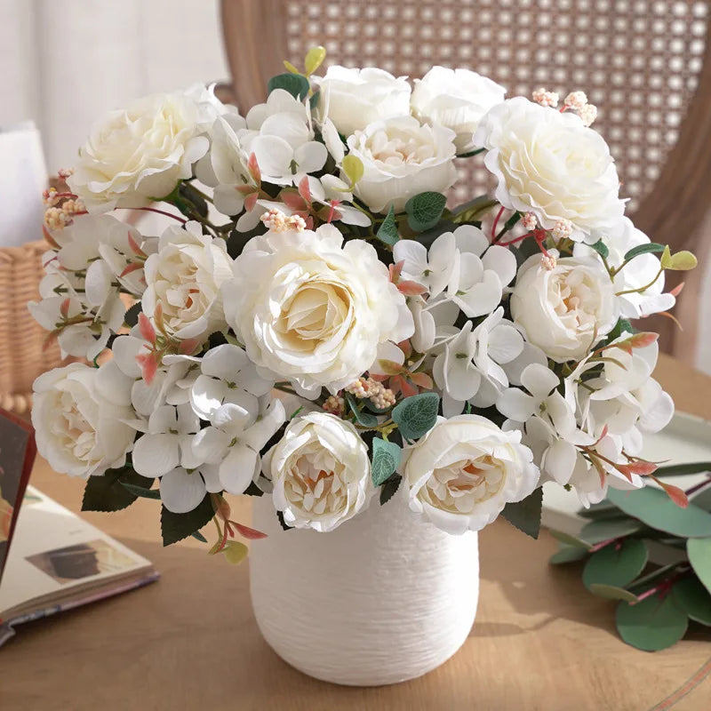 Artificial Silk Rose Hydrangea Peony Bouquet – Wedding & Home Décor Artificial Flower Bouquet Babs