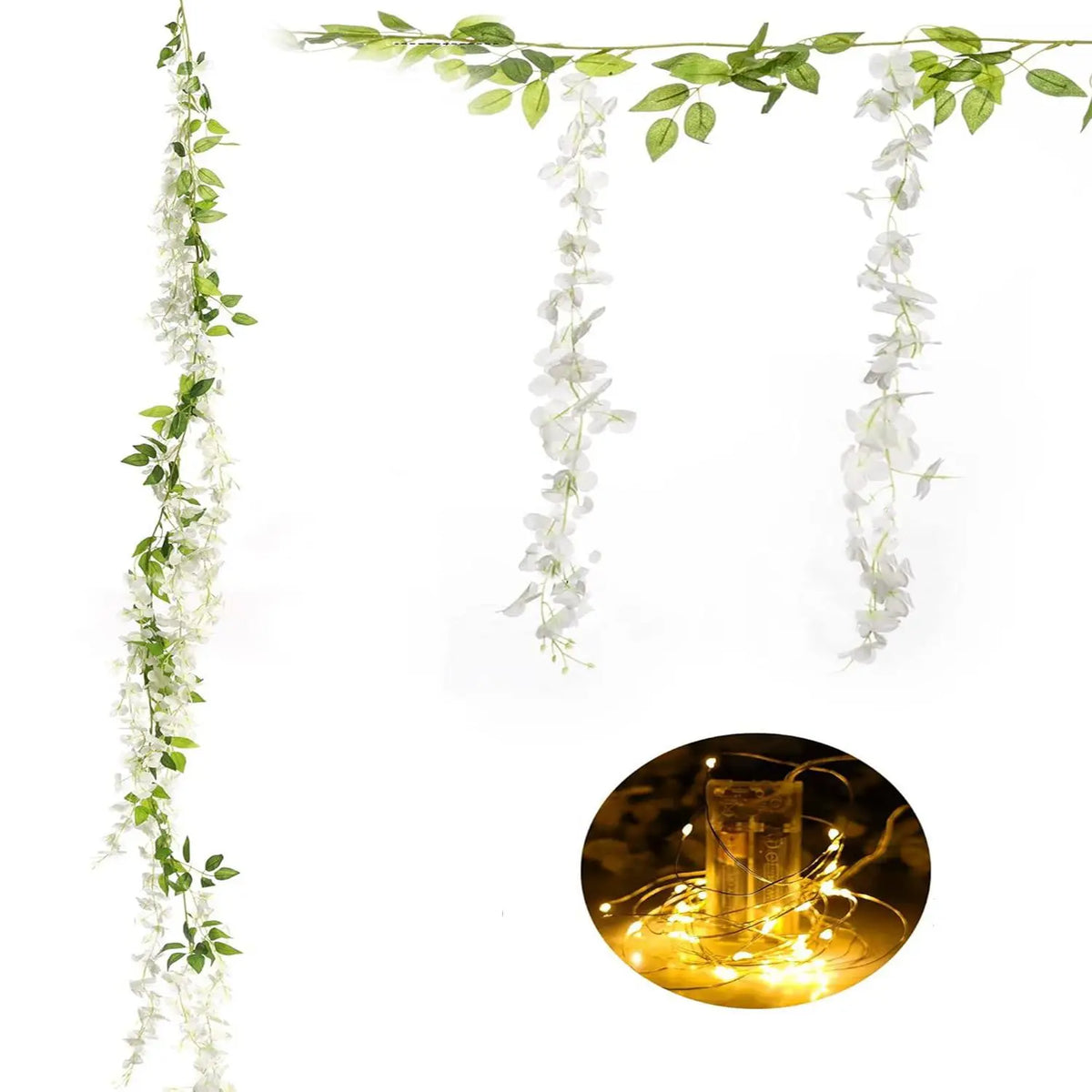2M LED Artificial Leaf Flower Rattan Garland – Home & Party LED Decorative Garland Babs style 1 5pieces