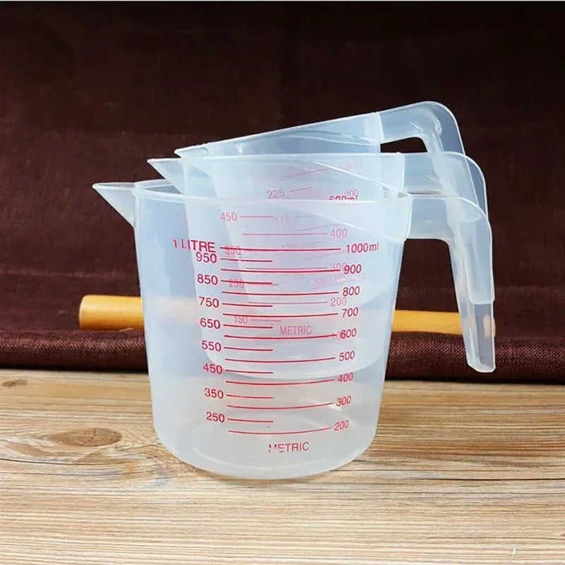 3-Piece Plastic Measuring Cups Set – 250ml, 500ml & 1000ml Measuring Cup Set Babs
