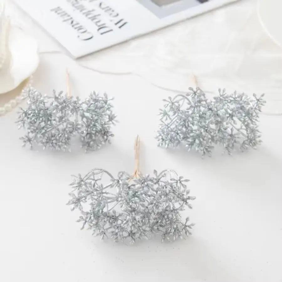 Artificial Bonsai Flowers 2/4pcs – Wedding & Home Décor Ornaments Artificial Flower Decor Babs Silver 4pcs