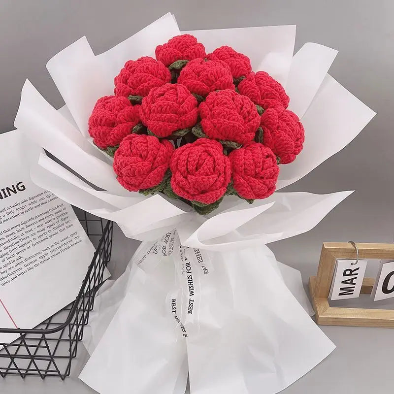 Handmade Crochet Rose Bouquet – Artificial Flowers Gift Artificial Flower Bouquet Babs