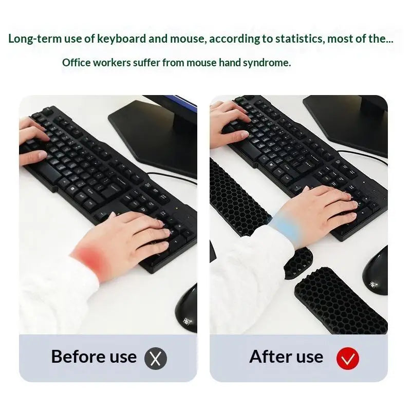 Honeycomb Ergonomic Wrist Rest Set – Keyboard & Mouse Pad Ergonomic Wrist Rest Babs