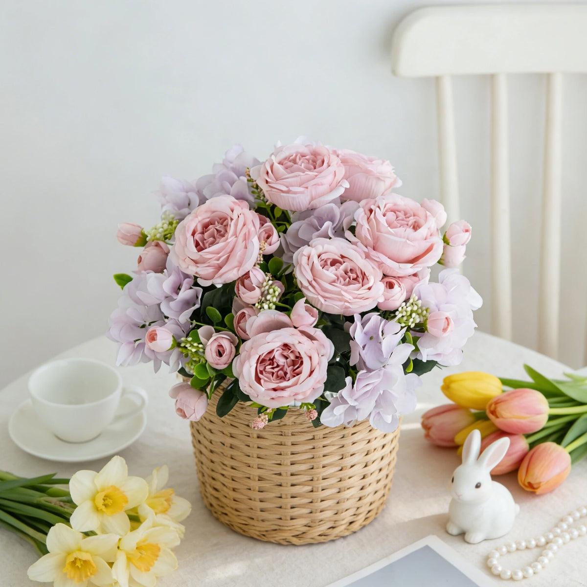 Artificial Silk Peony Hydrangea Bouquet – Wedding & Home Decor Artificial Flower Bouquet Babs