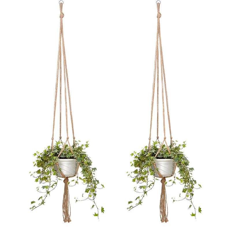 Macrame Hanging Plant Basket with Hook – Boho Planter Net Hanging Plant Basket Babs
