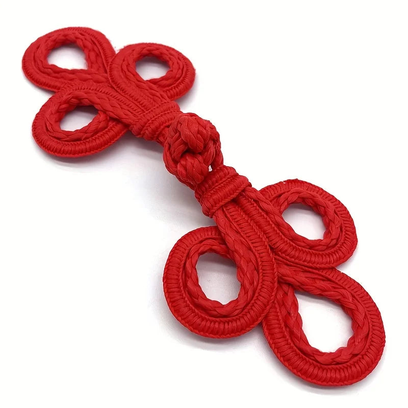 Hand-Woven Polyester Plate Buckle Buttons for Cheongsam & DIY Decorative Sewing Buttons Babs Red
