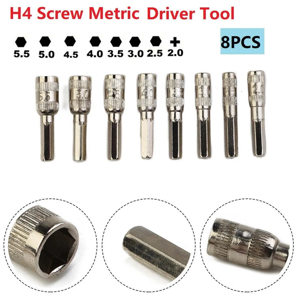 8-Piece Metric Hex Socket Driver Set H4 Shank 2–5.5mm Hex Socket Driver Set Babs