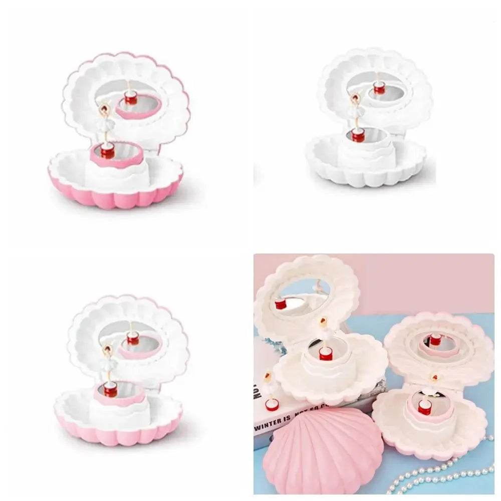 Shell Rotating Music Box – Dancing Girl Jewelry Box with Mirror Decorative Music Box Babs