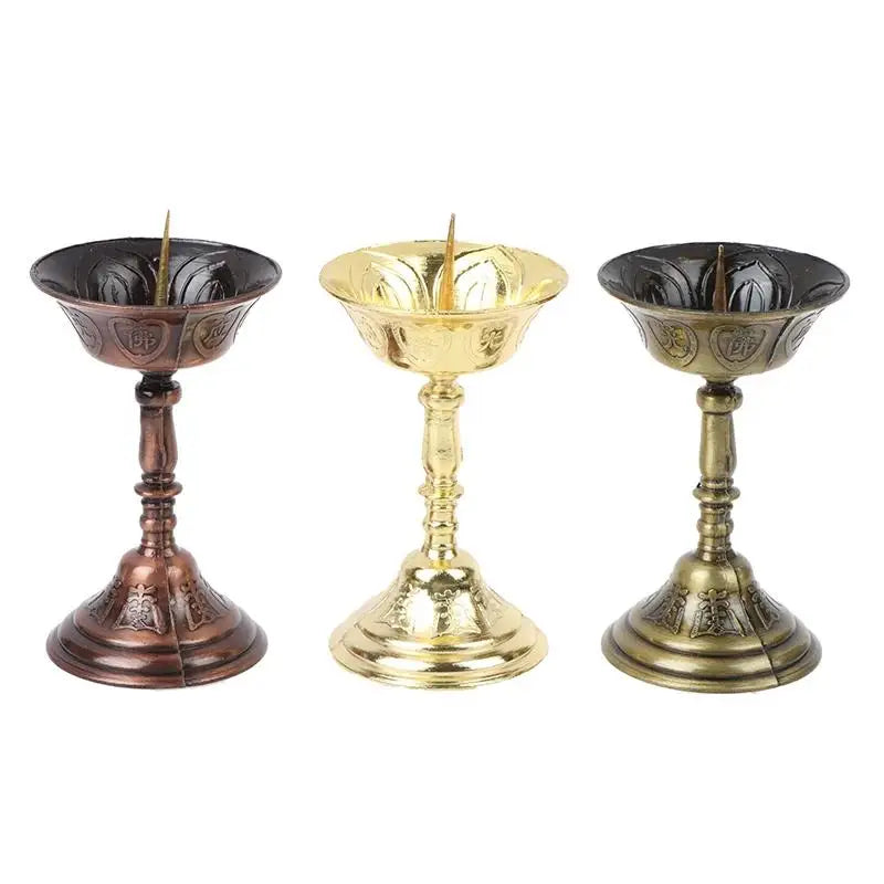 Metal Lotus Votive Candle Holder – Buddhist Butter Lamp Stand Votive Candle Holder Babs