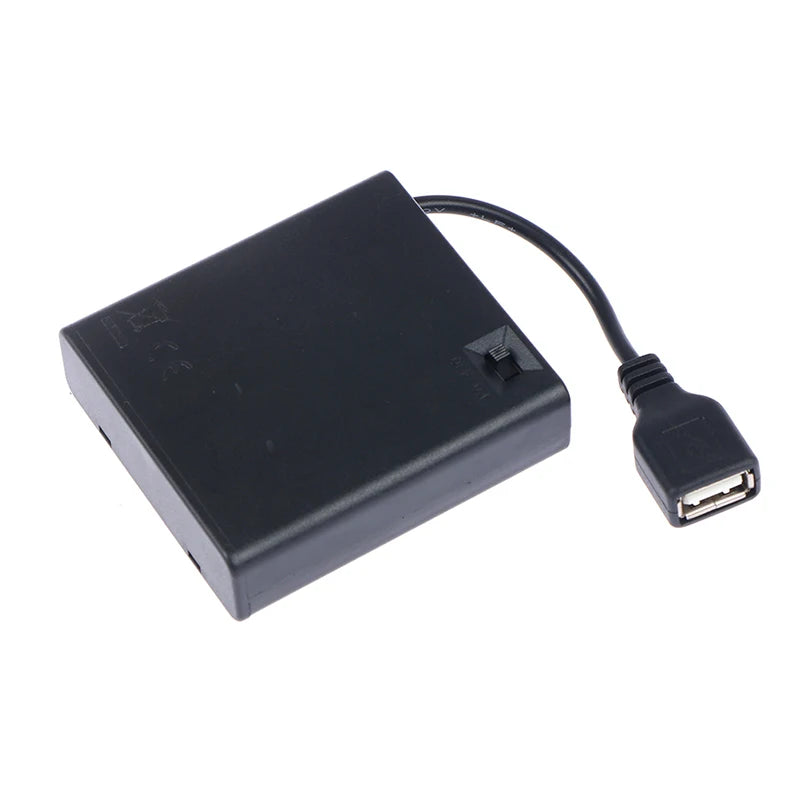 4 AA USB Battery Box 5V Mini Power Supply for LED Strip Lights USB Battery Box Babs