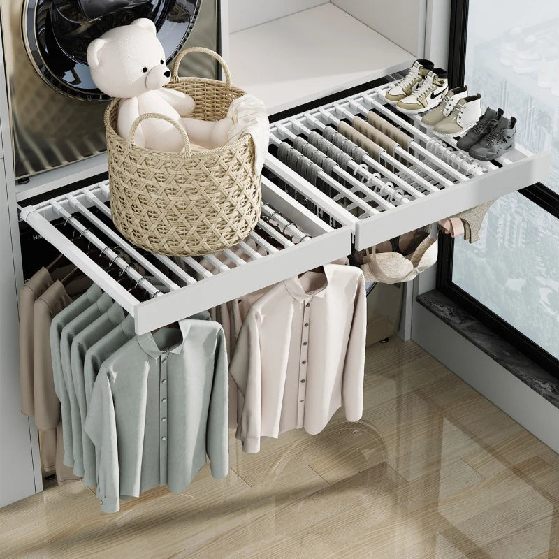 Aluminum Retractable Wall-Mounted Clothes Drying Rack Clothes Drying Rack Babs