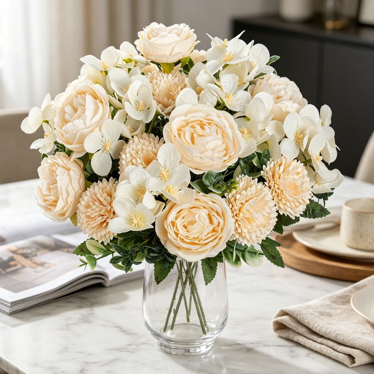 Silk Peony Ball Artificial Flower Bouquet – Wedding & Home Décor Artificial Flower Bouquet Babs