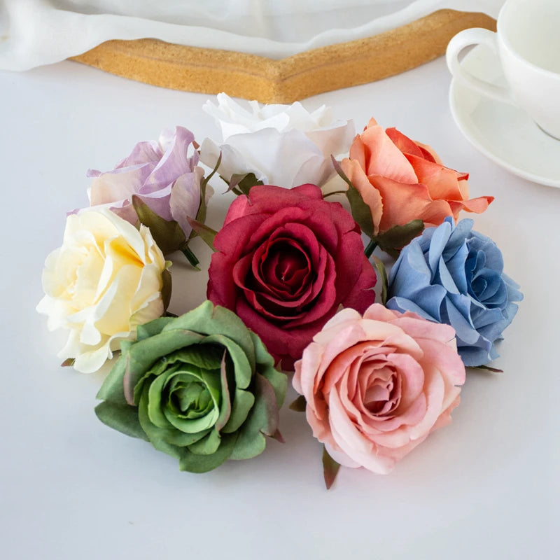 10 Pcs Silk Artificial Rose Heads – Wedding & Home Décor Artificial Silk Flowers Babs MULTI 5PCS