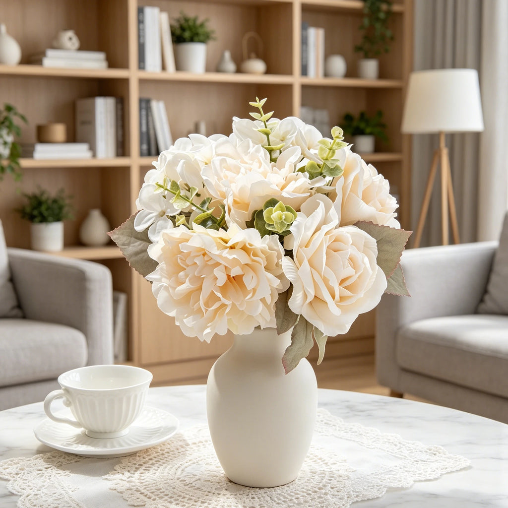 Silk Rose Peony Bridal Bouquet – Artificial Wedding Flowers Artificial Flower Bouquet Babs
