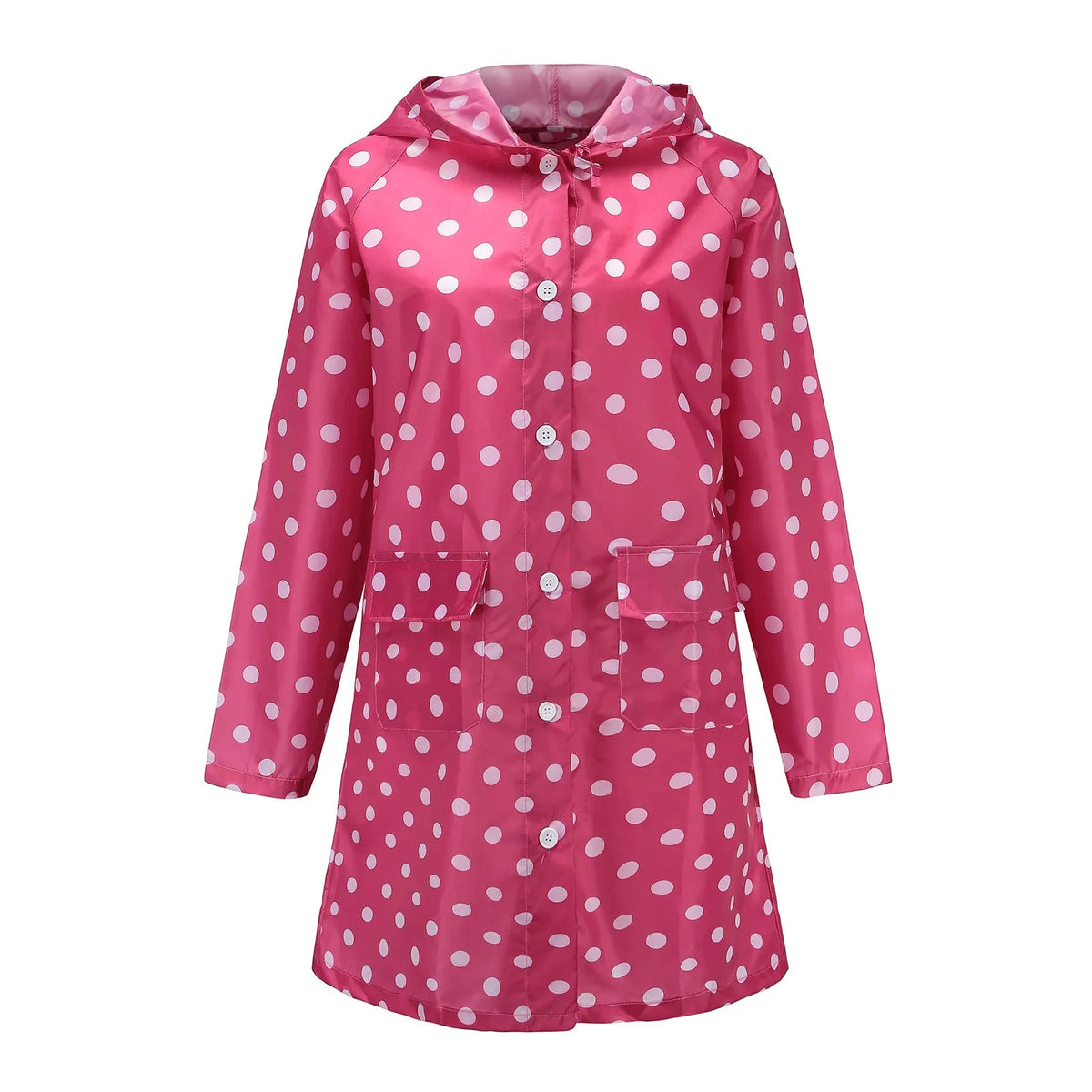 Hooded Waterproof Raincoat Long 95cm Unisex Hiking Rain Jacket Hooded Raincoat Babs Hot Pink L