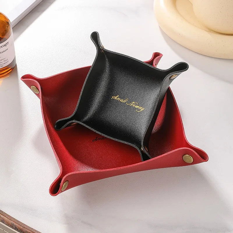 Foldable PU Leather Desktop Storage Tray Organizer Desktop Storage Tray Babs