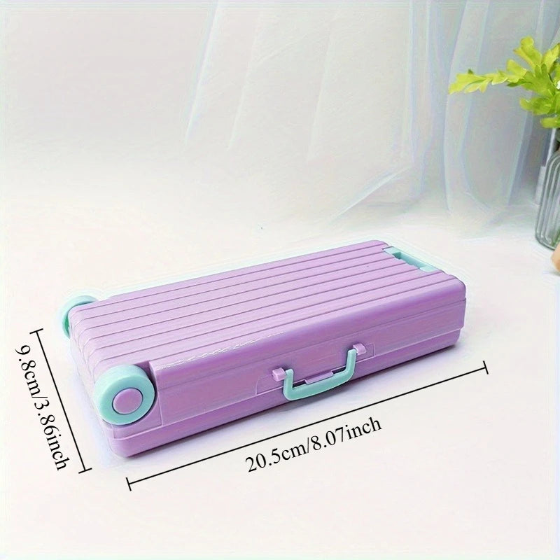 Double-Layer Trolley Case Stationery Box | Desk Organizer Stationery Pencil Box Babs