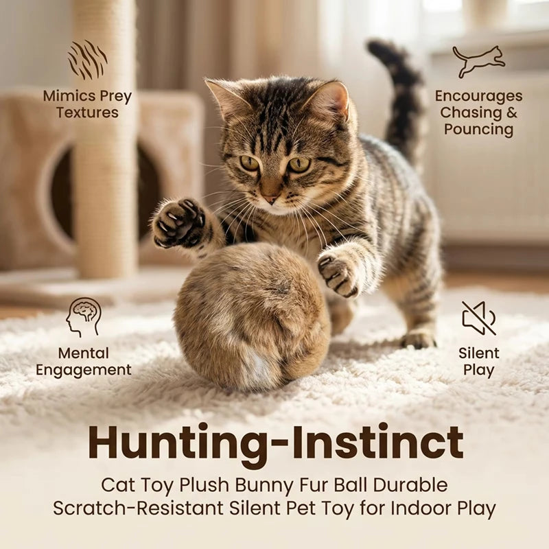 Catnip Faux Fur Ball Interactive Cat Toy – 1, 2 or 3 Pack Interactive Cat Toy Babs