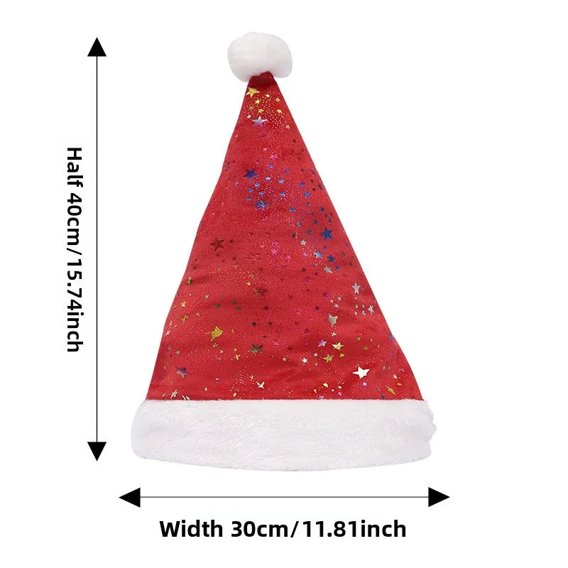 Adult Christmas Hat – Soft Festive Party Hat with Gold Stars Christmas Party Hat Babs