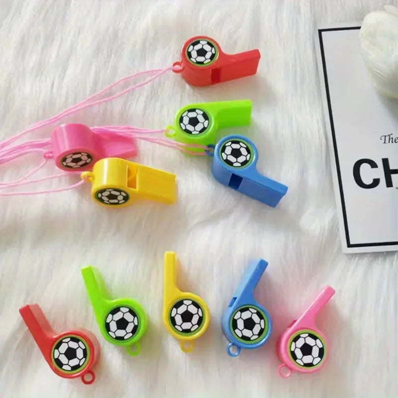 24 Mini Plastic Whistles with Ropes – Kids Party Favors Party Favor Toy Babs