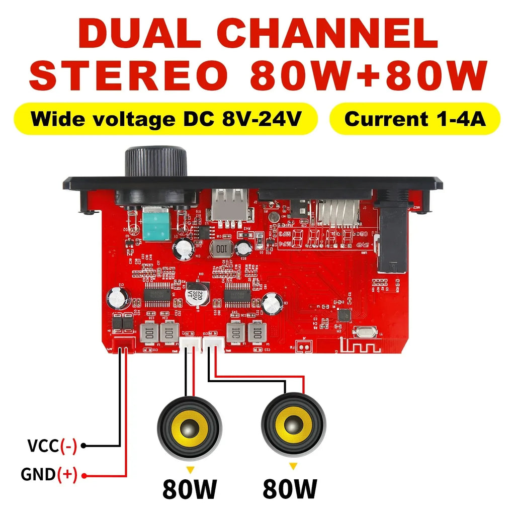 Bluetooth MP3 Decoder Board Amplifier – USB TF FM Car Audio DIY Bluetooth Amplifier Board Babs