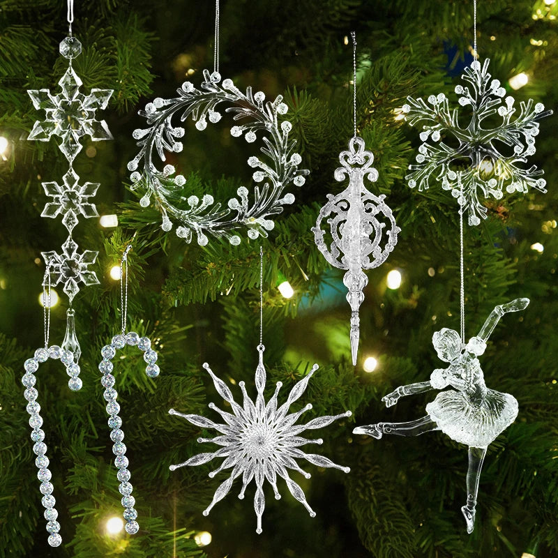 Acrylic Snowflake Christmas Ornaments – Transparent Pendants Christmas Tree Ornaments Babs