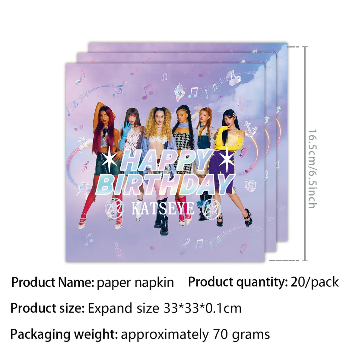 Katseye Kpop Birthday Party Supplies – Plates, Cups & Balloons Party Supplies Set Babs 20pcs Napkins 1