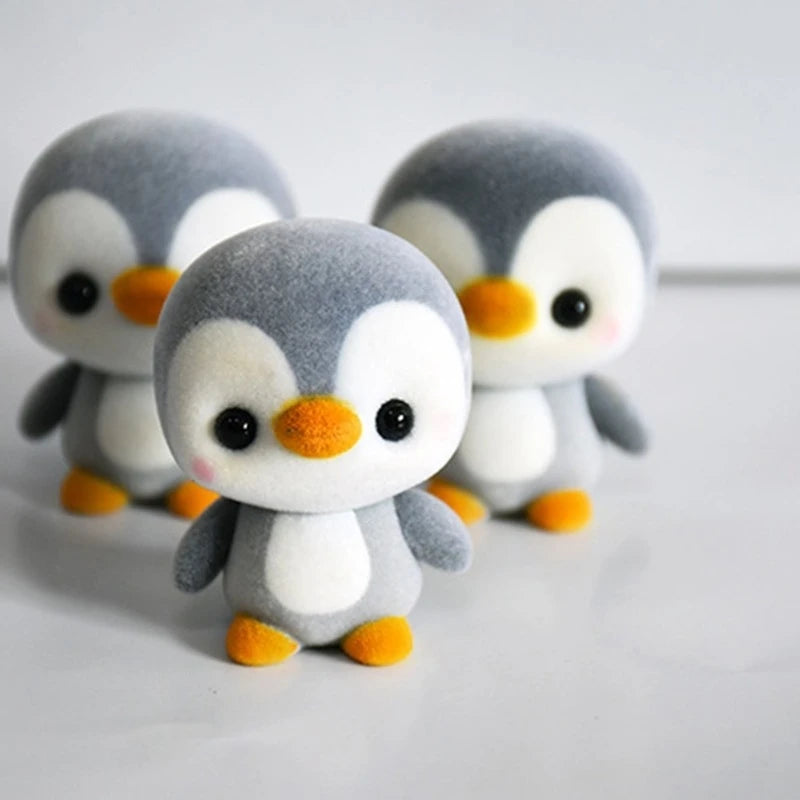 Mini Flocked Kawaii Penguin Doll – 5.5CM PVC Toy, 4 Colors Collectible Figurine Babs