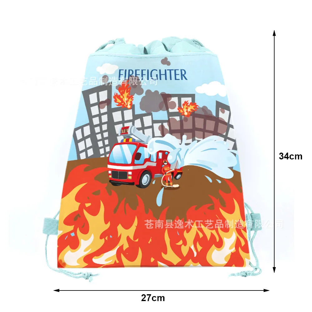 Non-Woven Drawstring Party Gift Bags for Boys & Girls Party Favor Bag Babs Fire truck 27x34cm