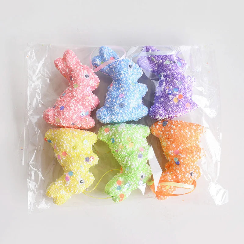 Easter Foam Bunny Hanging Ornaments 6/12 Pcs – Spring Decor Easter Hanging Ornaments Babs