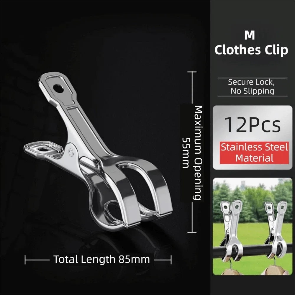 Heavy Duty Stainless Steel Clothes Pins & Beach Towel Clips Stainless Steel Clothes Clips Babs 12Pcs M Clothes Clip