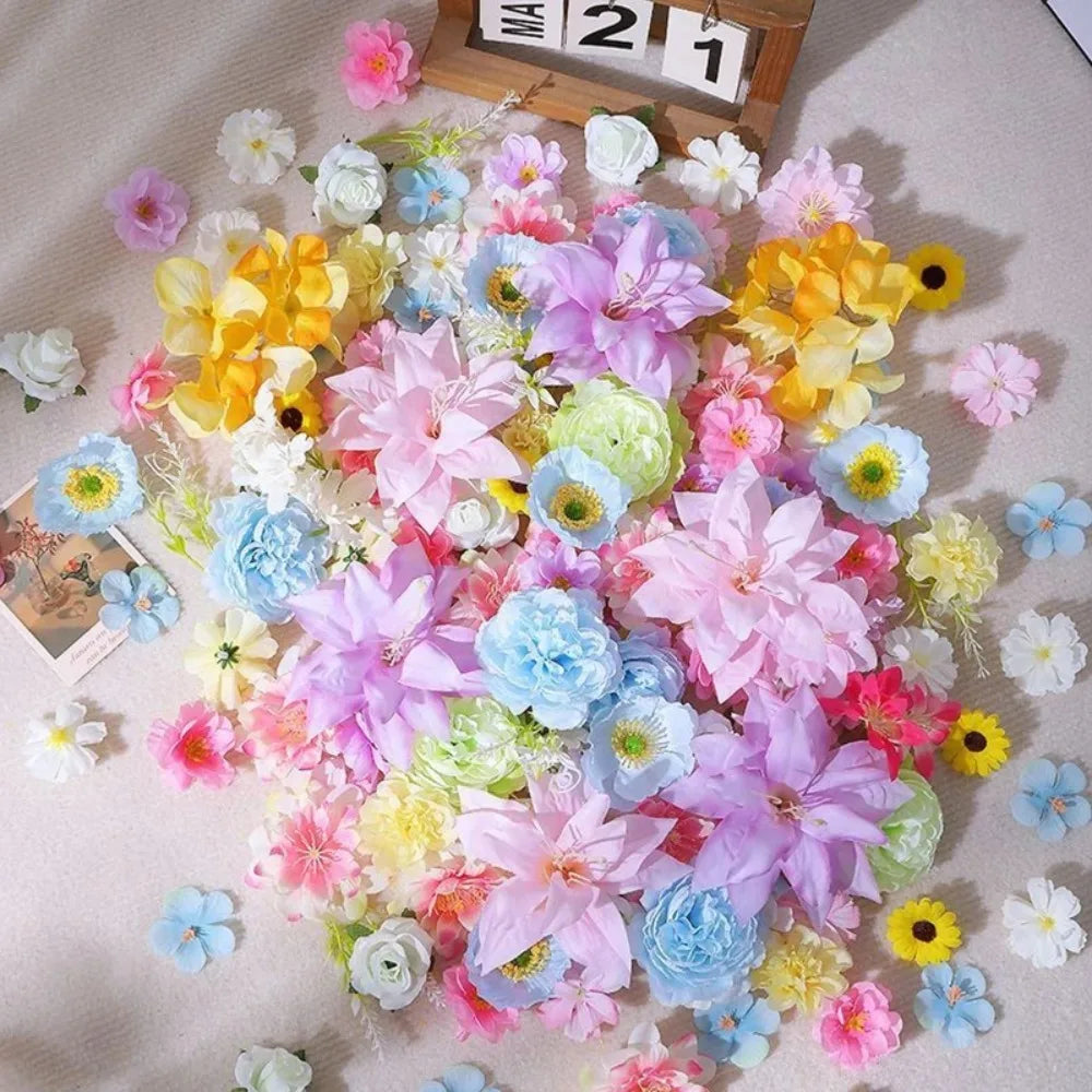 Blue Silk Artificial Peony Flower Heads – Wedding & Home Decor Artificial Flower Heads Babs Colorful 52Pcs