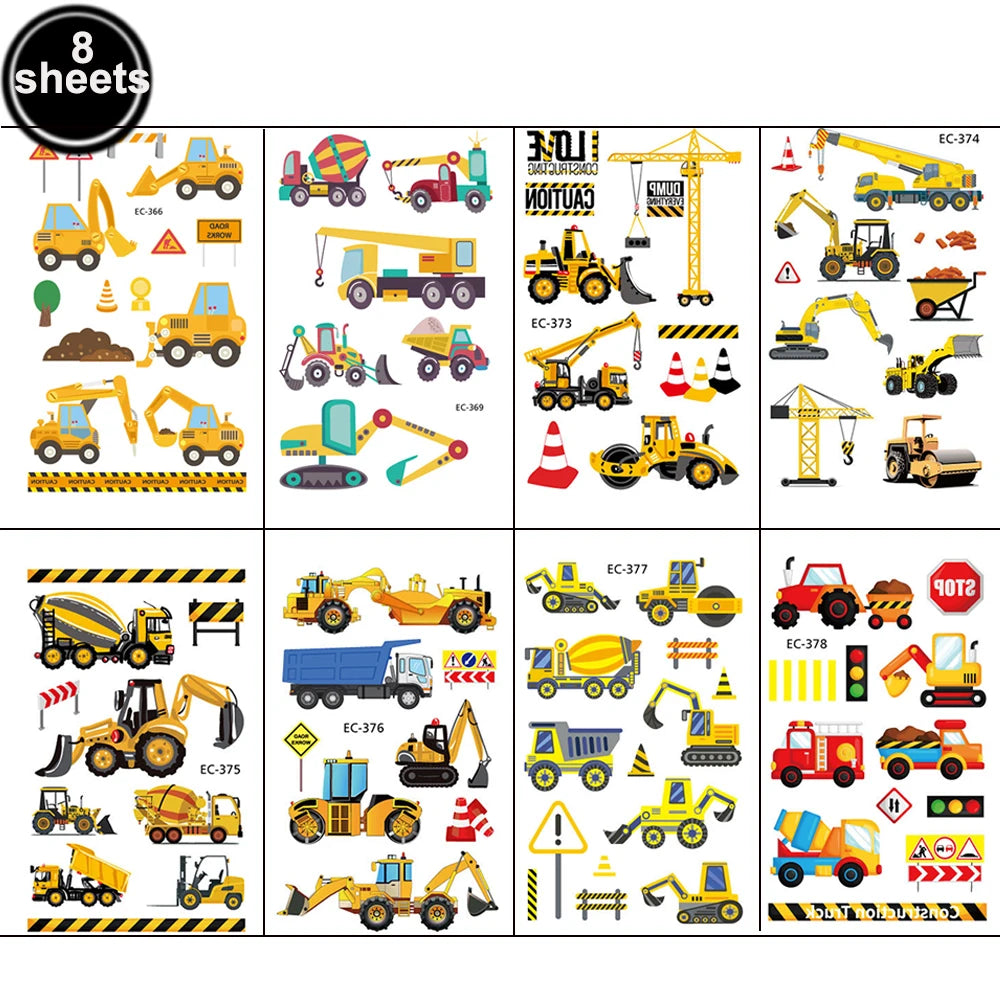 Construction Cake Toppers – Dump Truck & Excavator Party Decor Cake Toppers Babs Light Yellow