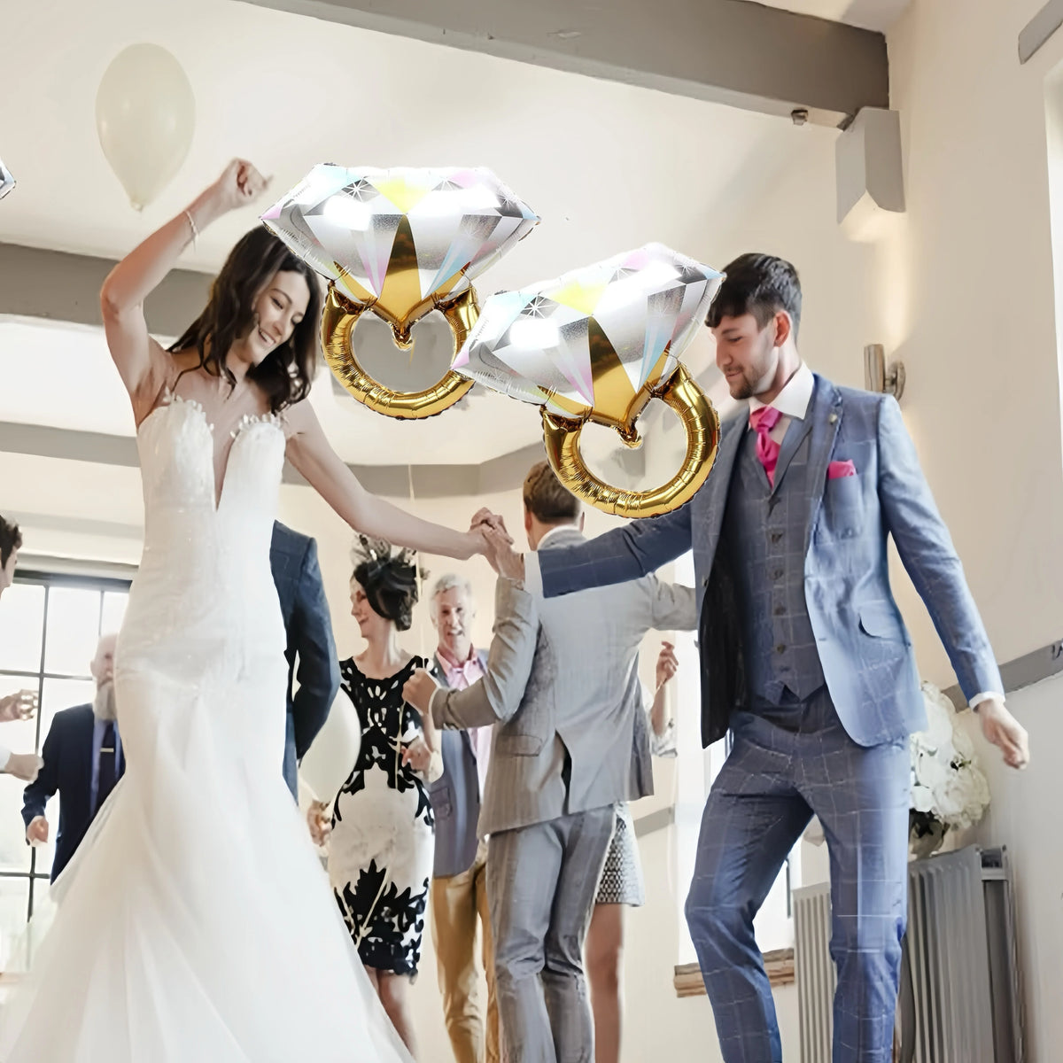 2PCS Diamond Ring Foil Balloons – Wedding & Engagement Party Party Foil Balloons Babs