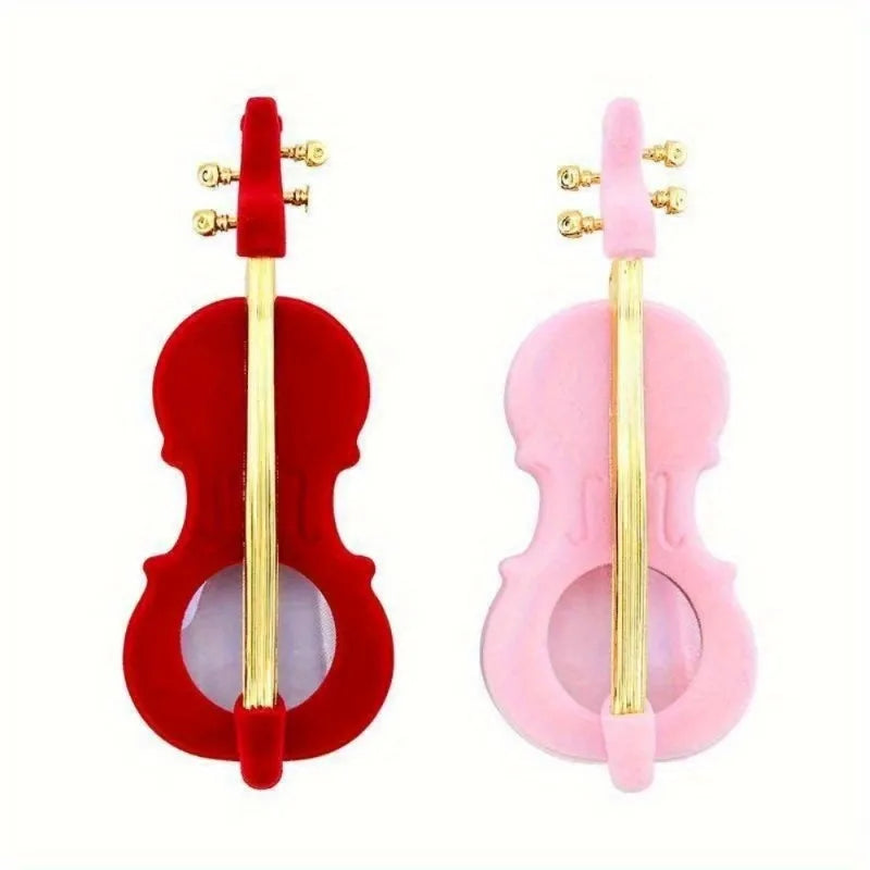 Flocked Violin Jewelry Gift Box – Ring, Necklace & Earring Case Jewelry Gift Box Babs