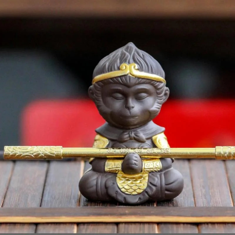 Purple Clay Sun Wukong Tea Pet – Monkey King Kung Fu Statue Tea Pet Figurine Babs