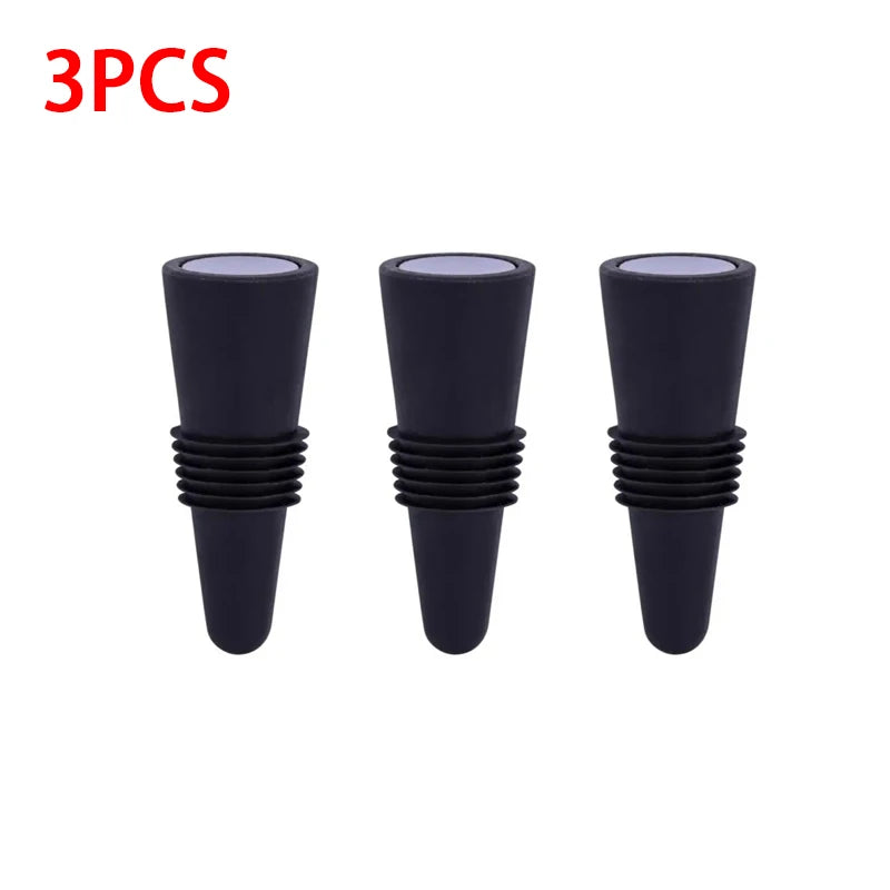 Reusable Silicone Vacuum Wine & Champagne Bottle Stopper Wine Bottle Stopper Babs 3pcs Black