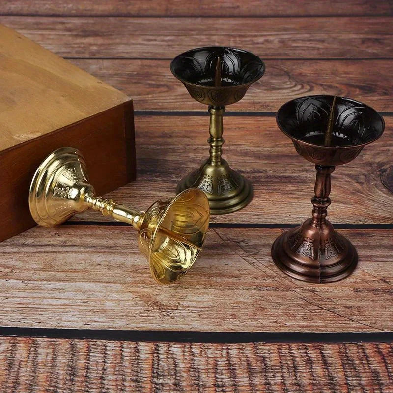 Metal Lotus Votive Candle Holder – Buddhist Butter Lamp Stand Votive Candle Holder Babs