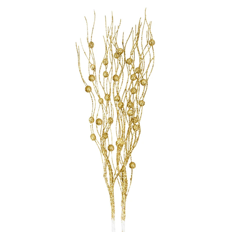 Christmas Glitter Berry Stem Branches – Xmas Tree & Vase Decor Christmas Tree Ornament Babs Gold 5Pcs