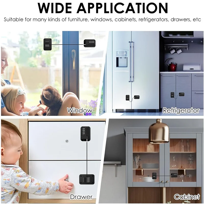 Childproof Fridge Lock with Password 2 Pack – Self-Adhesive Childproof Cabinet Lock Babs Black NONE