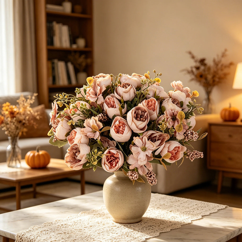 Silk Artificial Rose Peony Bouquet – Wedding & Home Décor Artificial Flower Bouquet Babs