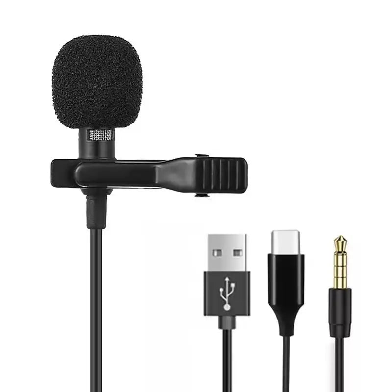 HUXUAN Clip-on Lapel Condenser Mic – USB 3.5mm Type-C Lapel Condenser Microphone Babs