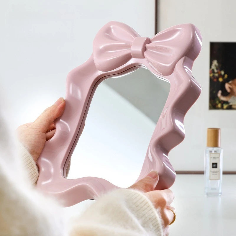Ruffled Bow Desktop Makeup Mirror – Dorm & Bedroom Décor Desktop Makeup Mirror Babs