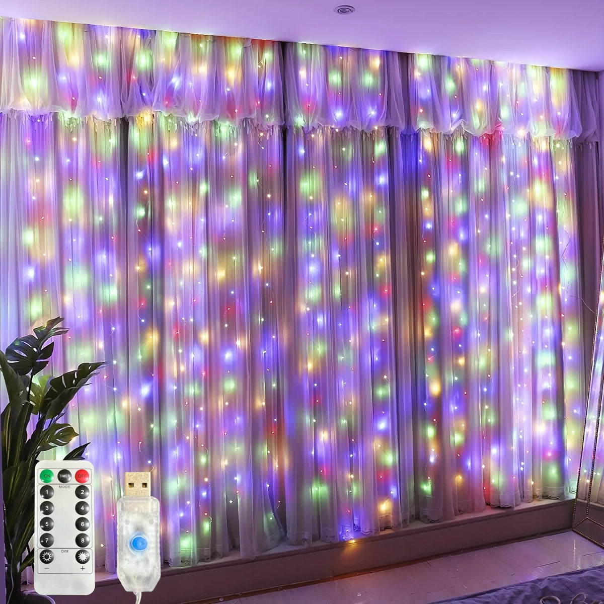 USB LED Fairy Curtain Light – Bedroom & Holiday Decoration LED Curtain Light Babs Multicolor 6Mx3M